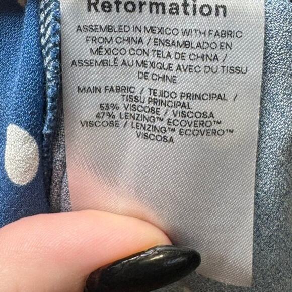 Reformation NWT Calix Dress Polka Dots Sleeveless Mini Blue White Size XL - Picture 10 of 12